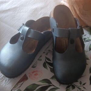 Papillio Black Mary Jane Clog with Textured Upper